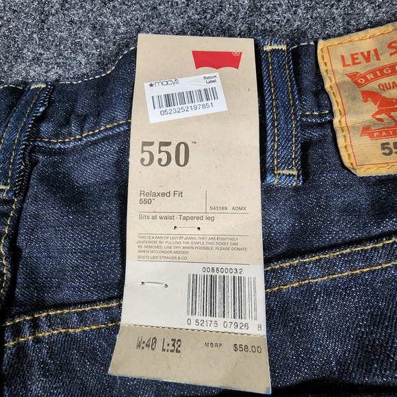 LEVIS 550 RELAXED FIT‎ TAPERED DARK WASH JEANS NWT 40 X 32 VERY NICE! - Picture 8 of 12
